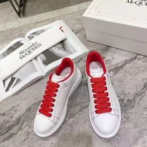 Alexander McQueen White Sneakers with Red Highlights